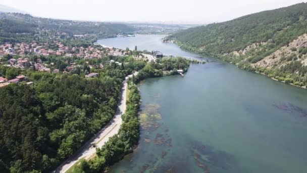 Vista Aérea Verão Lago Pancharevo Região Cidade Sofia Bulgária — Vídeo de Stock