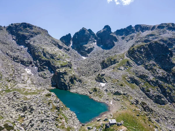 Vista Aérea Incrível Lago Assustador Lago Strashnoto Montanha Rila Bulgária — Fotografia de Stock