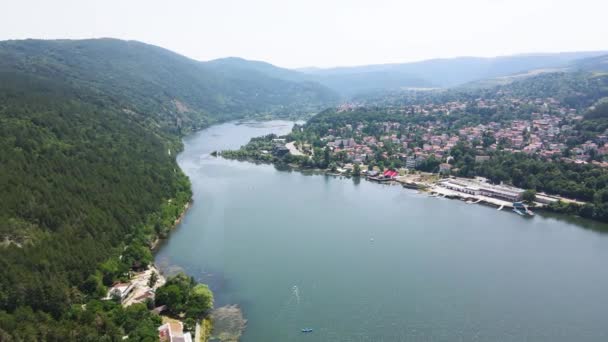 Vista Aérea Verão Lago Pancharevo Região Cidade Sofia Bulgária — Vídeo de Stock