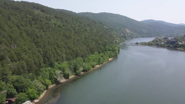 Vista Aérea Verano Del Lago Pancharevo Ciudad Sofía Región Bulgaria — Vídeo de stock