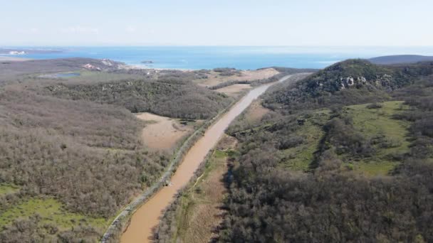 Vue Aérienne Rivière Ropotamo Arkutino Région Burgas Bulgarie — Video