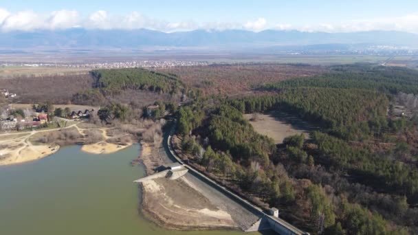 Αεροφωτογραφία Της Δεξαμενής Κοπρίνκα Περιοχή Στάρα Ζαγκόρα Βουλγαρία — Αρχείο Βίντεο