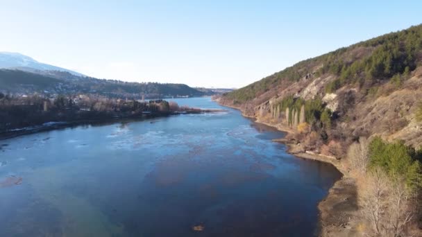 Vue Aérienne Hiver Lac Pancharevo Région Sofia Bulgarie — Video