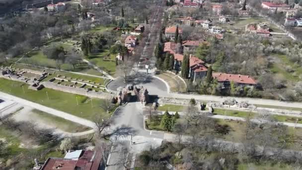 Letecký Pohled Římské Opevnění Starobylém Městě Diokletianopolis Hisarya Plovdivsko Bulharsko — Stock video