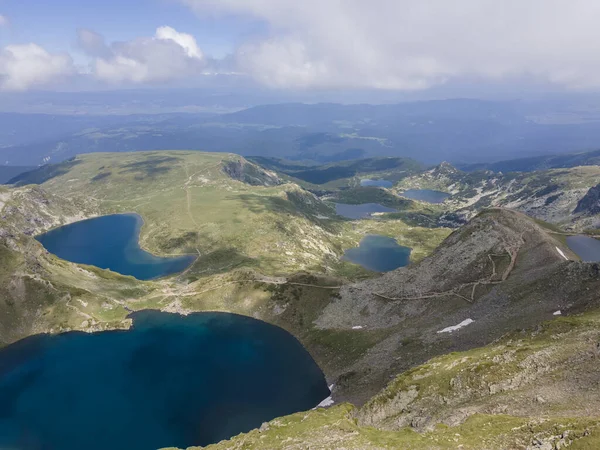 Vista Aérea Dos Sete Lagos Rila Montanha Rila Região Kyustendil — Fotografia de Stock