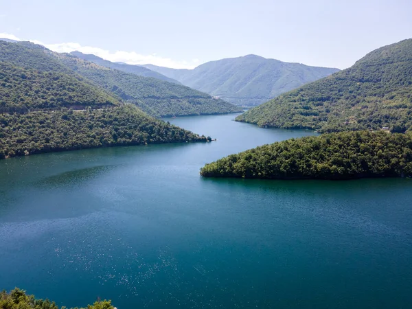 Vista Aérea Del Embalse Vacha Antonivanovtsi Montañas Rhodope Región Plovdiv —  Fotos de Stock