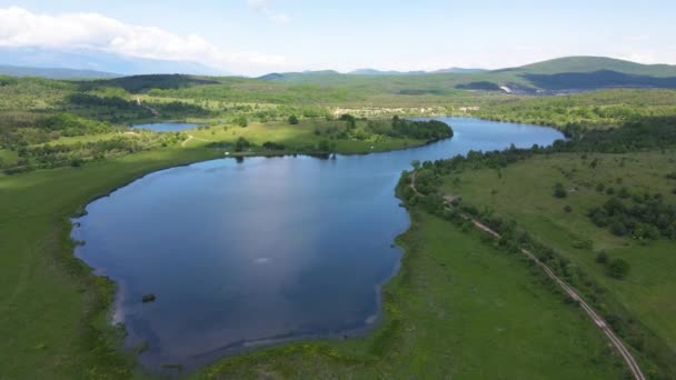 Letecký Pohled Jezero Horní Gabra Lozenské Hoře Sofijský Kraj Bulharsko — Stock video