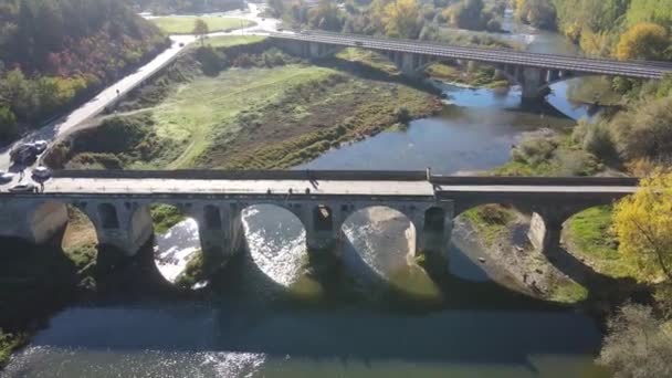 Byala Bulgaria Novembre 2020 Veduta Aerea Del Ponte Ottocentesco Sul — Video Stock