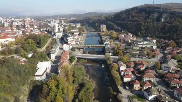 Lovech Bulharsko Listopadu 2020 Úžasný Letecký Pohled Centrum Města Lovech — Stock video