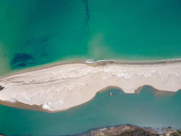 Vue Aérienne Plage Embouchure Rivière Veleka Village Sinemorets Région Burgas — Photo