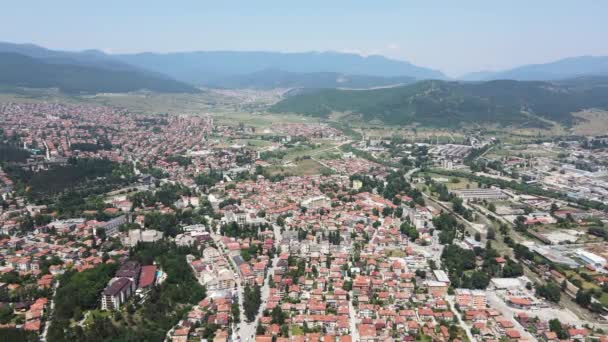Flygfoto Över Berömda Spa Resort Velingrad Pazardzhik Regionen Bulgarien — Stockvideo