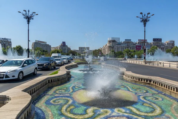 Bucharest Romania August 2021 Fountain Unirii Square Center City Bucharest — Stock Photo, Image