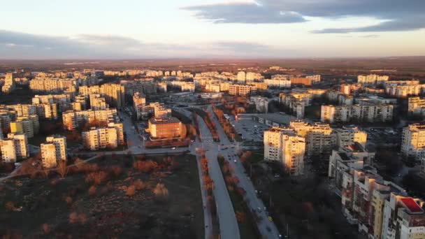 Plovdiv Bulgaria Febrero 2021 Vista Aérea Atardecer Del Edificio Residencial Video de stock