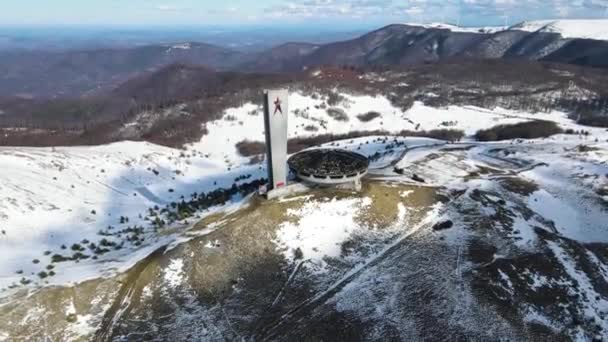 Buzludha Bulgarie Janvier 2021 Vue Aérienne Maison Commémorative Abandonnée Parti — Video