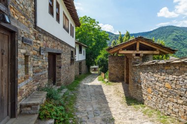 Bulgaristan 'ın Blagoevgrad Bölgesi, Otantik 19. yüzyıl evleriyle Kovaçevitsa köyü