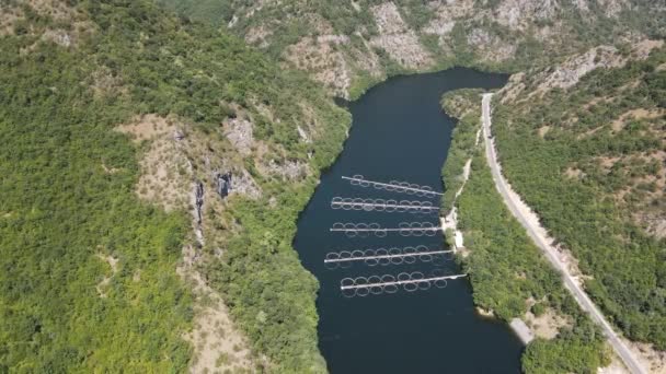Αεροφωτογραφία Του Κρικίμ Reservoir Rhodopes Mountain Plovdiv Region Βουλγαρία — Αρχείο Βίντεο