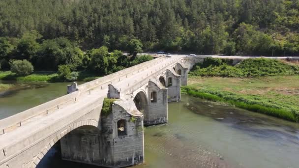 Vue Aérienne Pont Xixe Siècle Sur Fleuve Yantra Connu Sous — Video