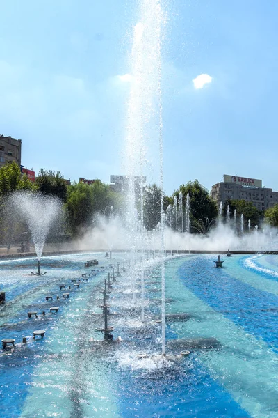 Bucharest Rumania Agosto 2021 Fuente Plaza Unirii Centro Ciudad Bucarest — Foto de Stock