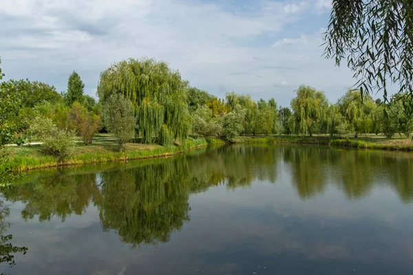 Летний Вид Ганденс Озеро Дворца Могосоя Около Города Бухарест Румыния — стоковое фото