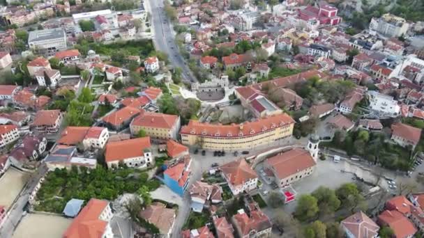 Aerial View Ruins Roman Theatre Philippopolis City Plovdiv Bulgaria — Stock Video