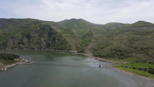 Luchtfoto Van Lisitsite Bridge Studen Kladenets Reservoir Regio Kardzhali Bulgarije — Stockvideo