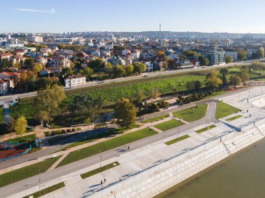 Bulgaristan 'ın Tuna Nehri ve Rusçuk Kenti' nin şaşırtıcı hava manzarası