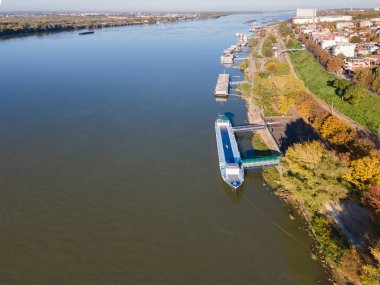 Bulgaristan 'ın Tuna Nehri ve Rusçuk Kenti' nin şaşırtıcı hava manzarası