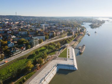 Bulgaristan 'ın Tuna Nehri ve Rusçuk Kenti' nin şaşırtıcı hava manzarası