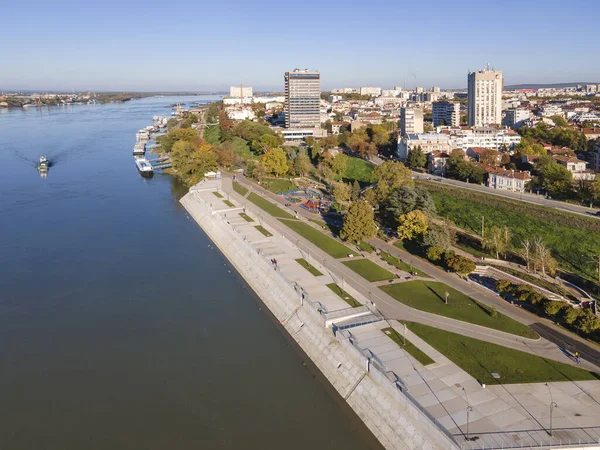 Increíble Vista Aérea Del Río Danubio Ciudad Ruse Bulgaria — Foto de Stock