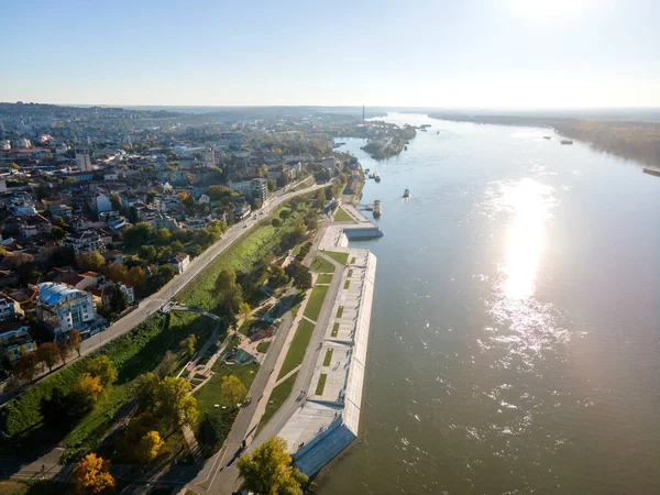 Amazing Aerial view of Danube River and City of Ruse, Bulgaria