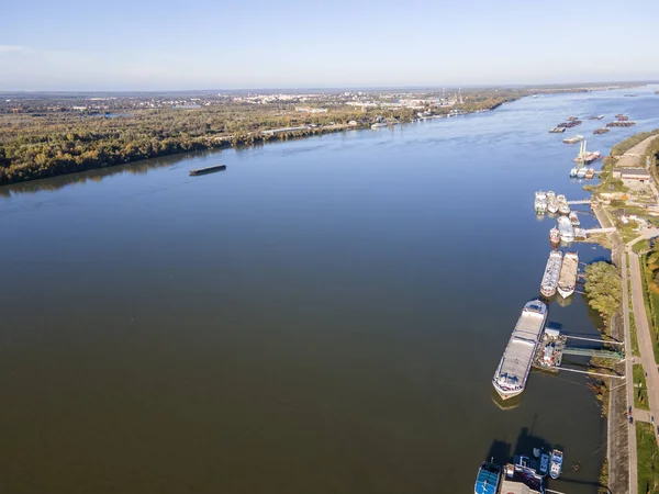 Amazing Aerial view of Danube River and City of Ruse, Bulgaria