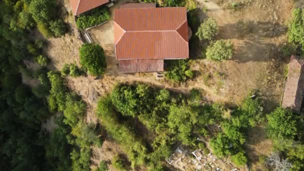 Luftaufnahme Des Mittelalterlichen Churilovo Klosters Das Dem Heiligen Georg Gewidmet — Stockvideo