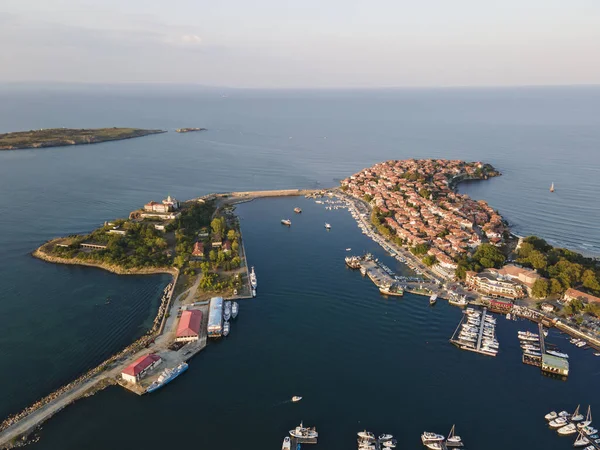 Aerial Sunset View Old Town Port Sozopol Burgas Region Bulgaria — Stock Photo, Image