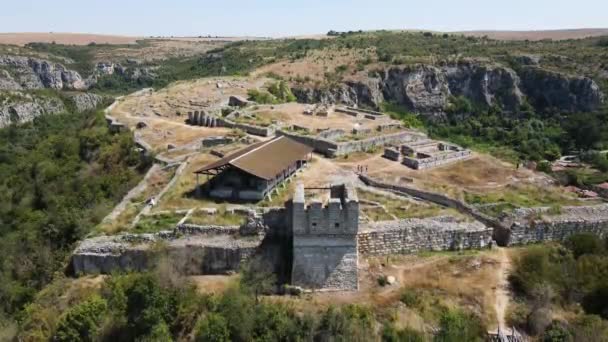 Vue Aérienne Des Ruines Ville Médiévale Fortifiée Cherven Depuis Période — Video