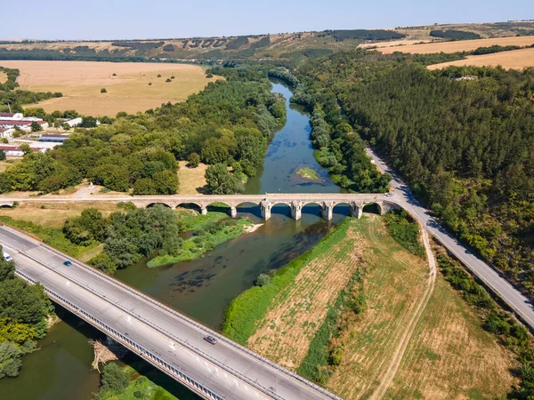 Veduta Aerea Del Ponte Ottocentesco Sul Fiume Yantra Noto Come — Foto Stock