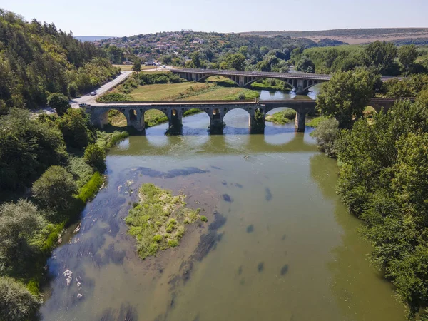 Veduta Aerea Del Ponte Ottocentesco Sul Fiume Yantra Noto Come — Foto Stock