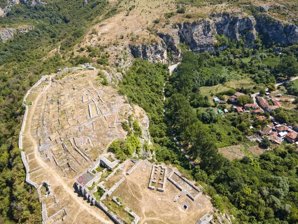 Aerial View Ruins Medieval Fortificated City Cherven Period Second Bulgarian — Stock Photo, Image