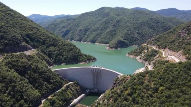 Flygfoto Över Tsankov Kamak Reservoir Smolyan Region Bulgarien — Stockvideo