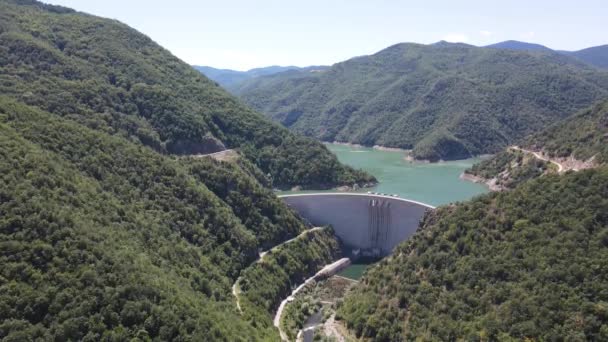 Vista Aérea Del Embalse Tsankov Kamak Región Smolyan Bulgaria — Vídeo de stock