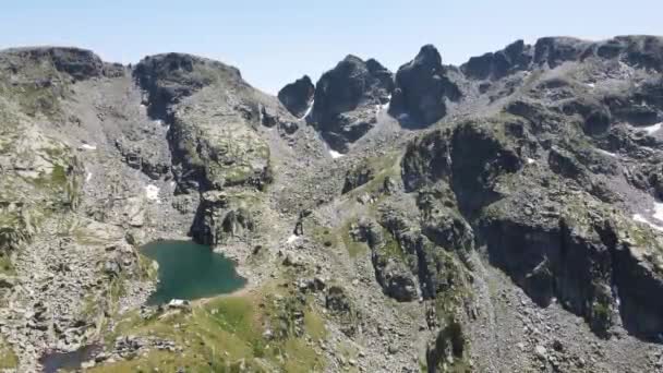 Uitzicht Vanuit Lucht Het Scary Lake Strashnoto Meer Rila Mountain — Stockvideo