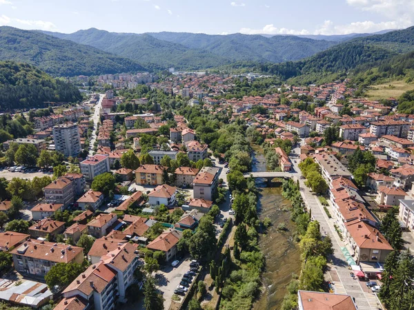 Vista Aérea Surpreendente Centro Cidade Troyan Região Lovech Bulgária — Fotografia de Stock