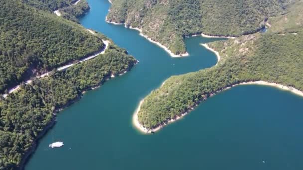 Luftfoto Vacha Antonivanovtsi Reservoir Rhodope Mountains Plovdiv Region Bulgarien – Stock-video