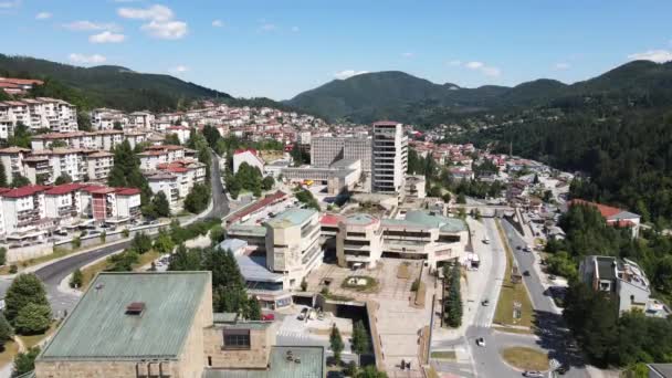 Vista Aérea Surpreendente Centro Cidade Smolyan Bulgária — Vídeo de Stock