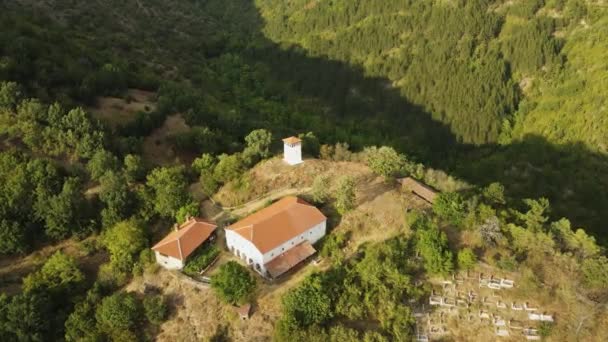 Aerial View Medieval Churilovo Monastery Dedicated Saint George Known Monastery — Stock Video