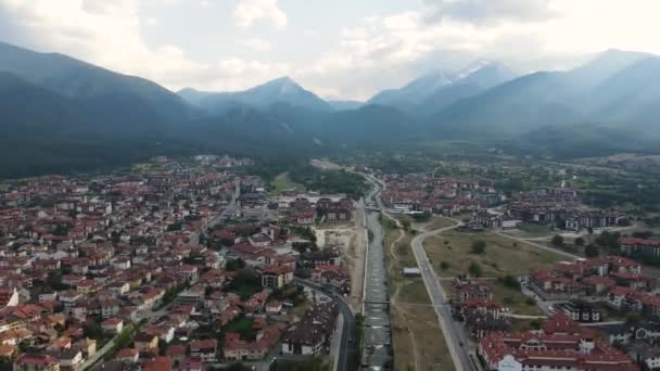Pemandangan Udara Resor Ski Terkenal Bansko Blagoevgrad Region Bulgaria — Stok Video