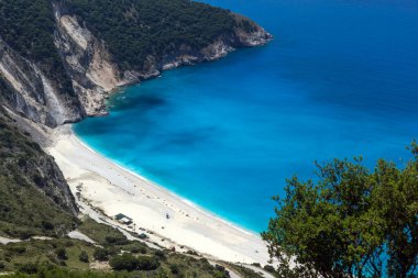 Şaşırtıcı görünümü Myrtos Beach, Kefalonia, Ionian Islands, Yunanistan
