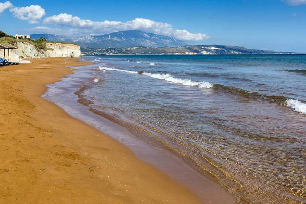 Vista Amazin Das Areias Vermelhas Praia Kefalonia Ilhas Jónicas Grécia — Fotografia de Stock
