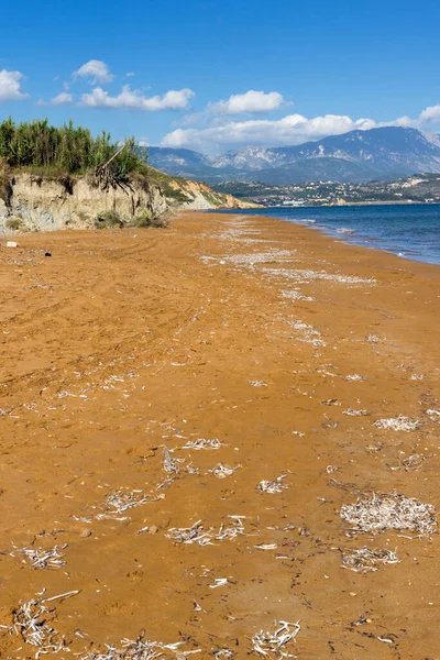 Amazin Uitzicht Het Rode Zand Van Strand Kefalonia Ionische Eilanden — Stockfoto