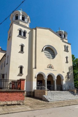 VIDIN, BULGARIA - 23 Mayıs 2021: Bulgaristan 'ın Vidin kentinin merkezindeki Aziz Nicholas Kilisesi