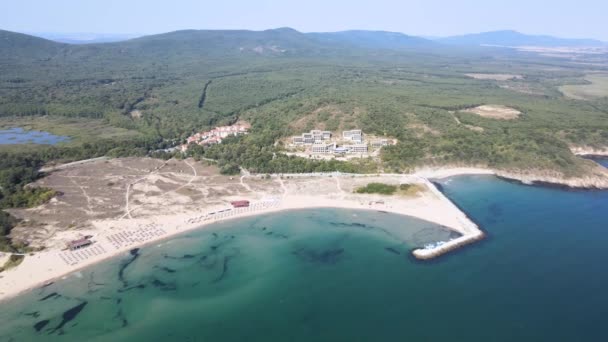 Fantastisk Flygfoto Över Arkutino Stranden Burgas Region Bulgarien — Stockvideo
